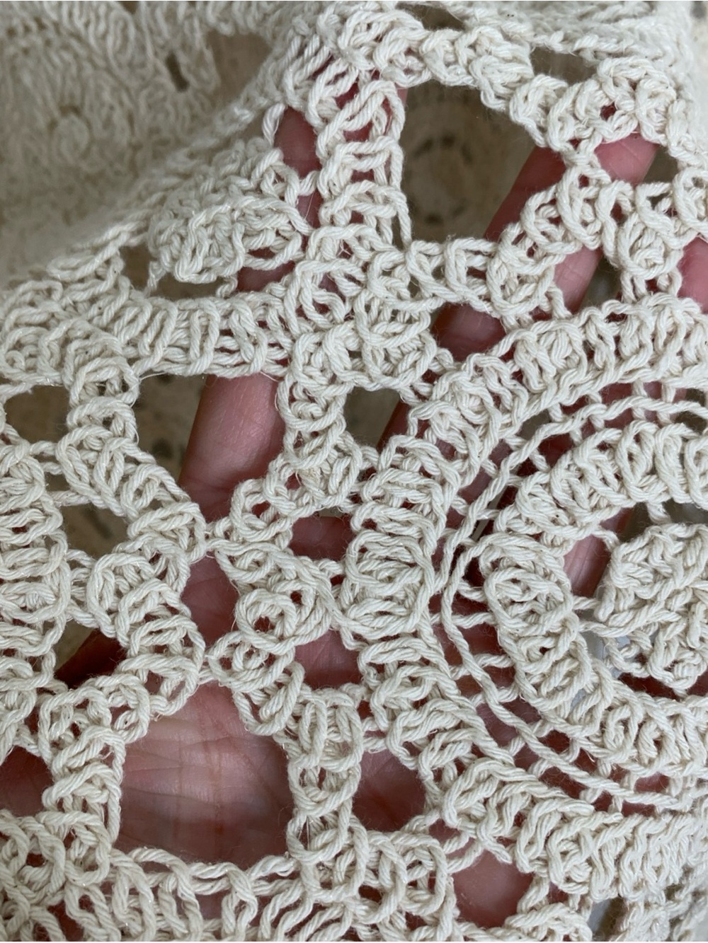 Forgotten Grace Crochet Knot Button Front Cardigan Sz XL Boho Scallop Hem Sleeve - Picture 10 of 11